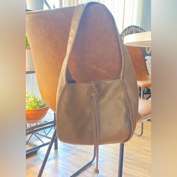 Fatto A Mano by Carlos Falchi Chic Taupe Leather Hobo Bag